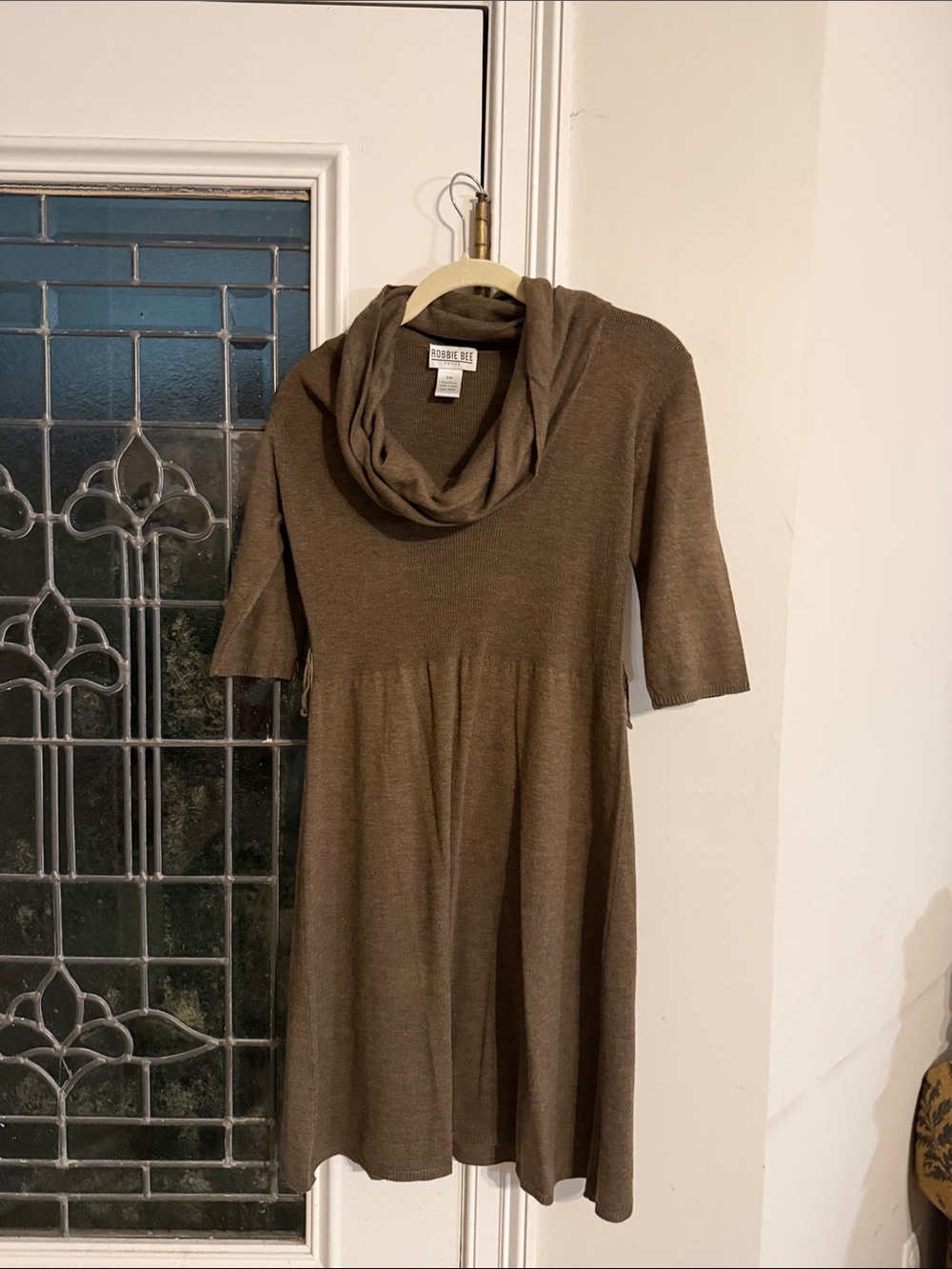 Robbie Bee Olive Green Cowl Neck Midi Dress